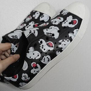 Native Womens Black and White Cartoon Sneakers Mickey Mouse Disney